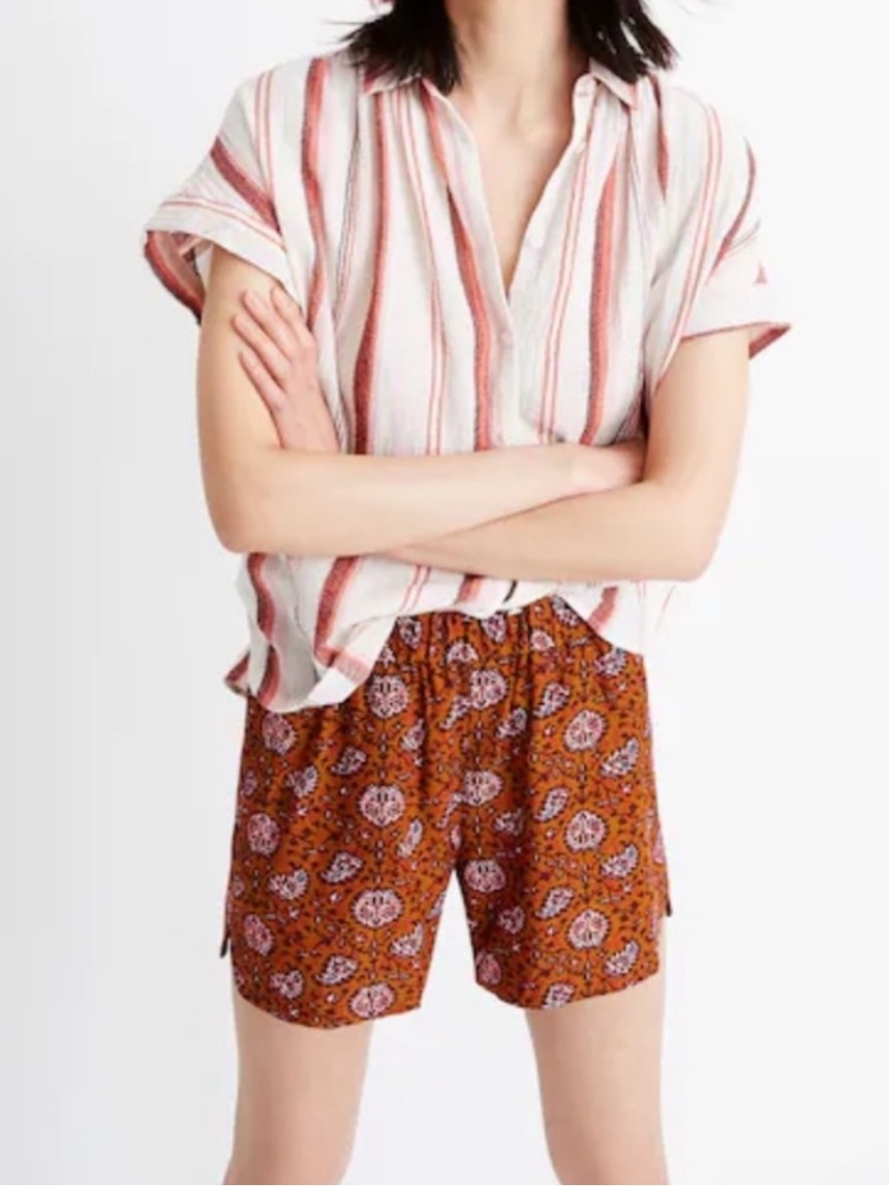 Madewell Drapey Pull-on Shorts in Warm Paisley Large